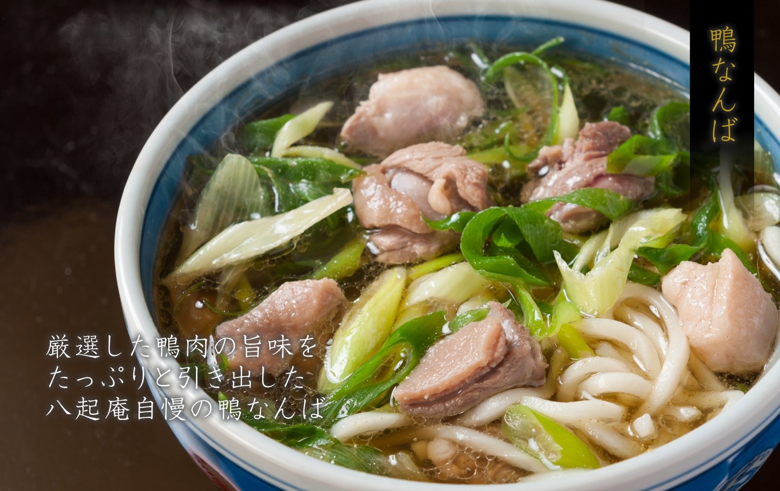厳選した鴨肉の旨味をたっぷりと引き出した八起庵自慢の鴨なんば